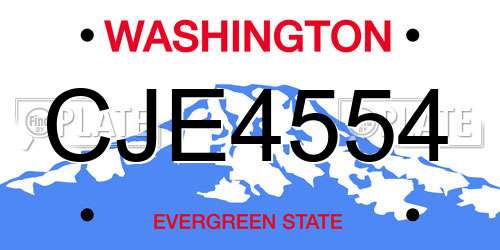 CJE4554 Washington License Plate