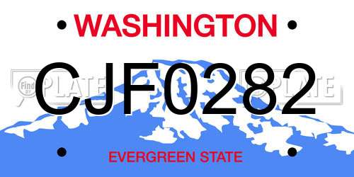 CJF0282 Washington License Plate