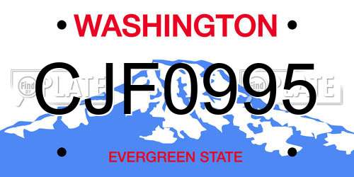 CJF0995 Washington License Plate