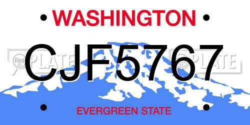 CJF5767 Washington License Plate