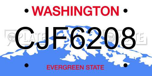 CJF6208 Washington License Plate