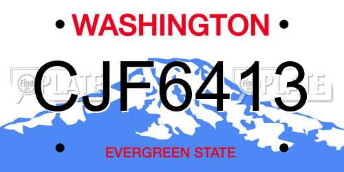 CJF6413 Washington License Plate