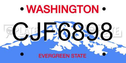 CJF6898 Washington License Plate