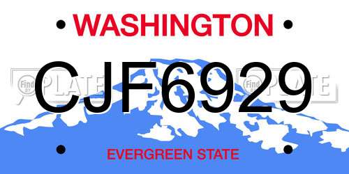 CJF6929 Washington License Plate