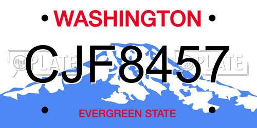 CJF8457 Washington License Plate