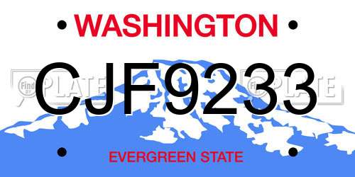 CJF9233 Washington License Plate