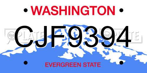 CJF9394 Washington License Plate