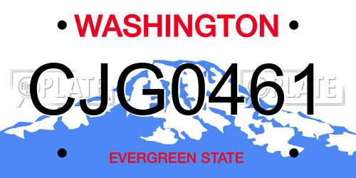 CJG0461 Washington License Plate