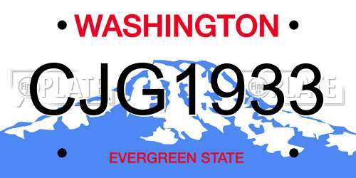 CJG1933 Washington License Plate