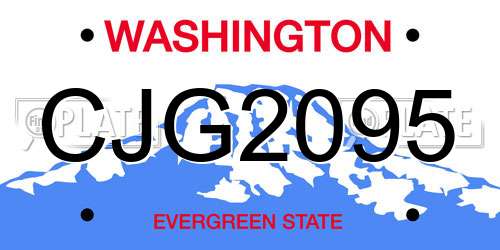 CJG2095 Washington License Plate