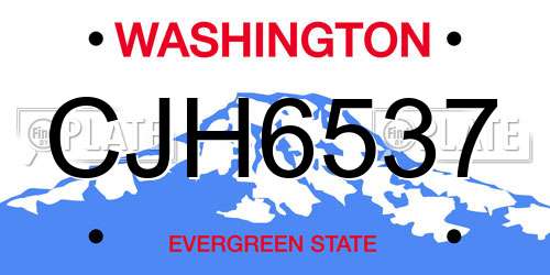 CJH6537 Washington License Plate