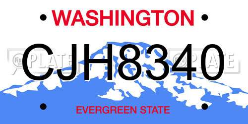 CJH8340 Washington License Plate