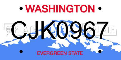 CJK0967 Washington License Plate