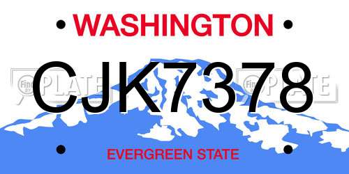 CJK7378 Washington License Plate