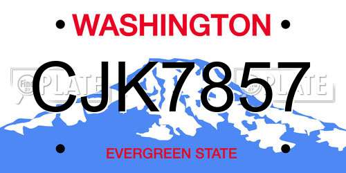 CJK7857 Washington License Plate