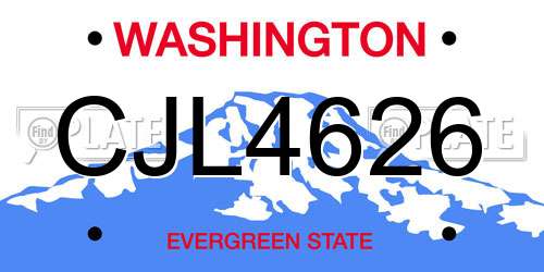 CJL4626 Washington License Plate