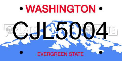 CJL5004 Washington License Plate