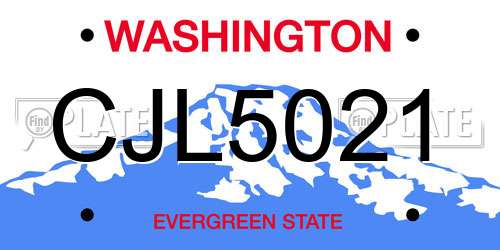 CJL5021 Washington License Plate