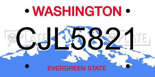 CJL5821 Washington License Plate