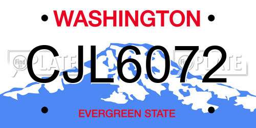 CJL6072 Washington License Plate