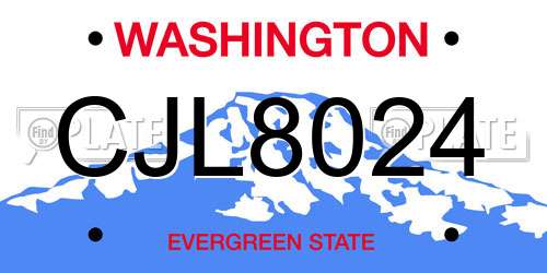 CJL8024 Washington License Plate