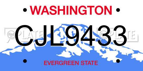 CJL9433 Washington License Plate