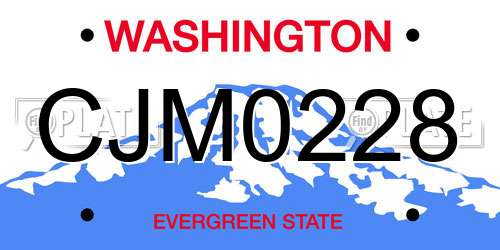 CJM0228 Washington License Plate