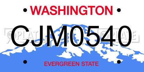 CJM0540 Washington License Plate