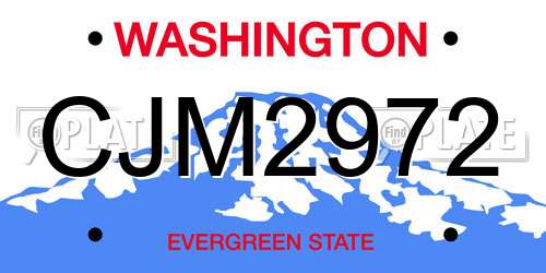 CJM2972 Washington License Plate