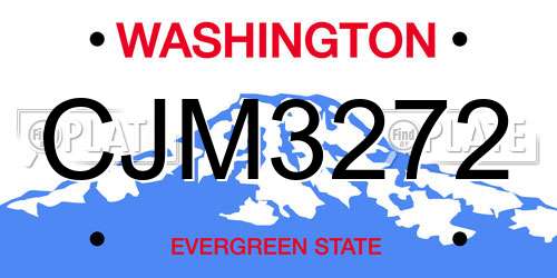 CJM3272 Washington License Plate