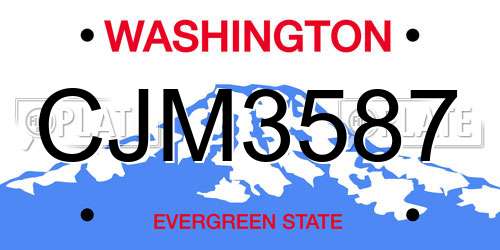 CJM3587 Washington License Plate