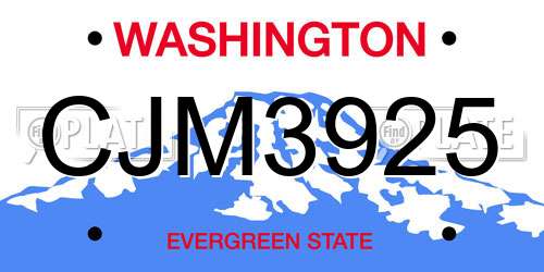 CJM3925 Washington License Plate