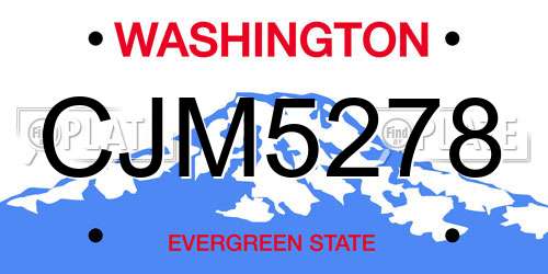CJM5278 Washington License Plate