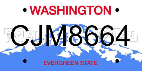 CJM8664 Washington License Plate