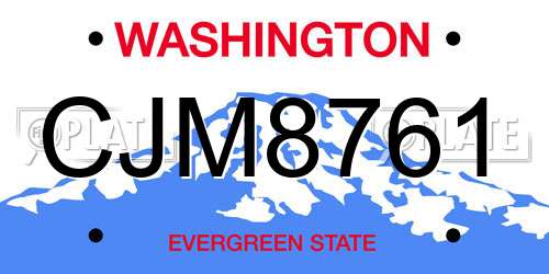 CJM8761 Washington License Plate
