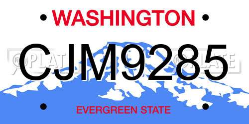 CJM9285 Washington License Plate
