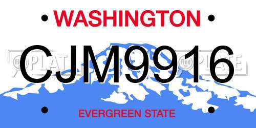 CJM9916 Washington License Plate