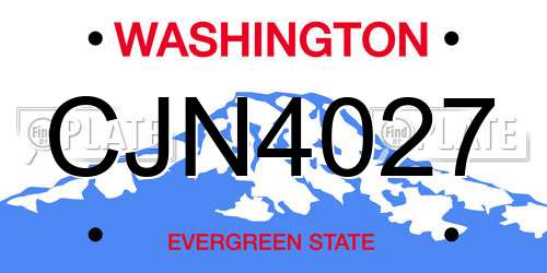 CJN4027 Washington License Plate