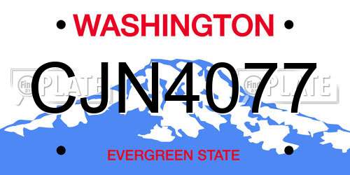 CJN4077 Washington License Plate