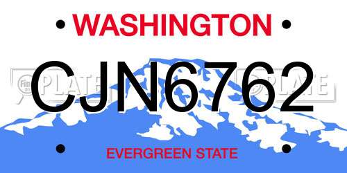 CJN6762 Washington License Plate