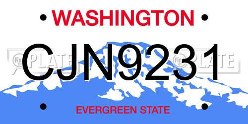 CJN9231 Washington License Plate