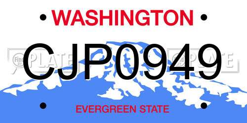 CJP0949 Washington License Plate
