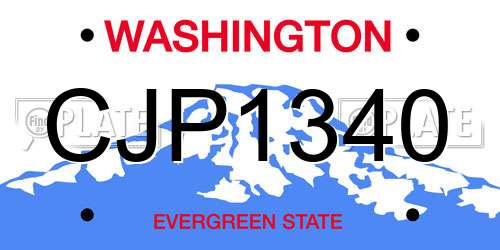 CJP1340 Washington License Plate
