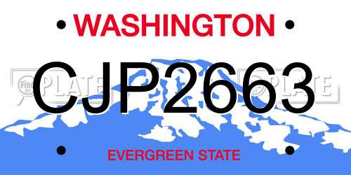 CJP2663 Washington License Plate