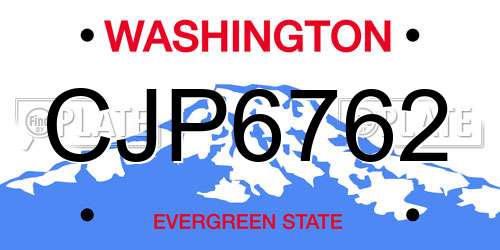 CJP6762 Washington License Plate