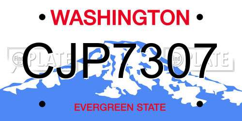CJP7307 Washington License Plate