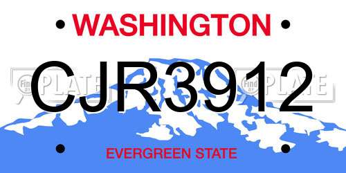 CJR3912 Washington License Plate