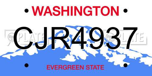 CJR4937 Washington License Plate