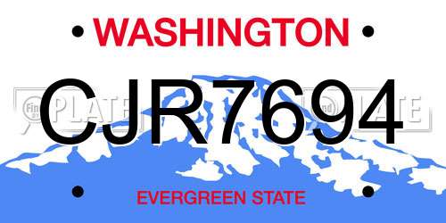 CJR7694 Washington License Plate