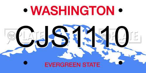 CJS1110 Washington License Plate